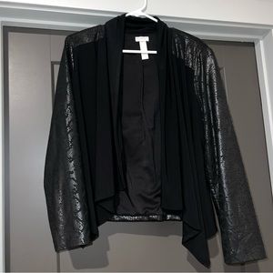 Chicos Snakeskin Black Leather Jacket